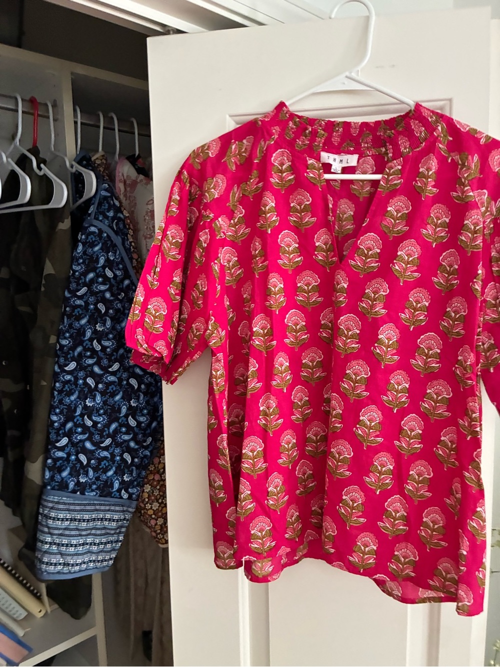 THML Pink Floral Print Short Sleeve Blouse